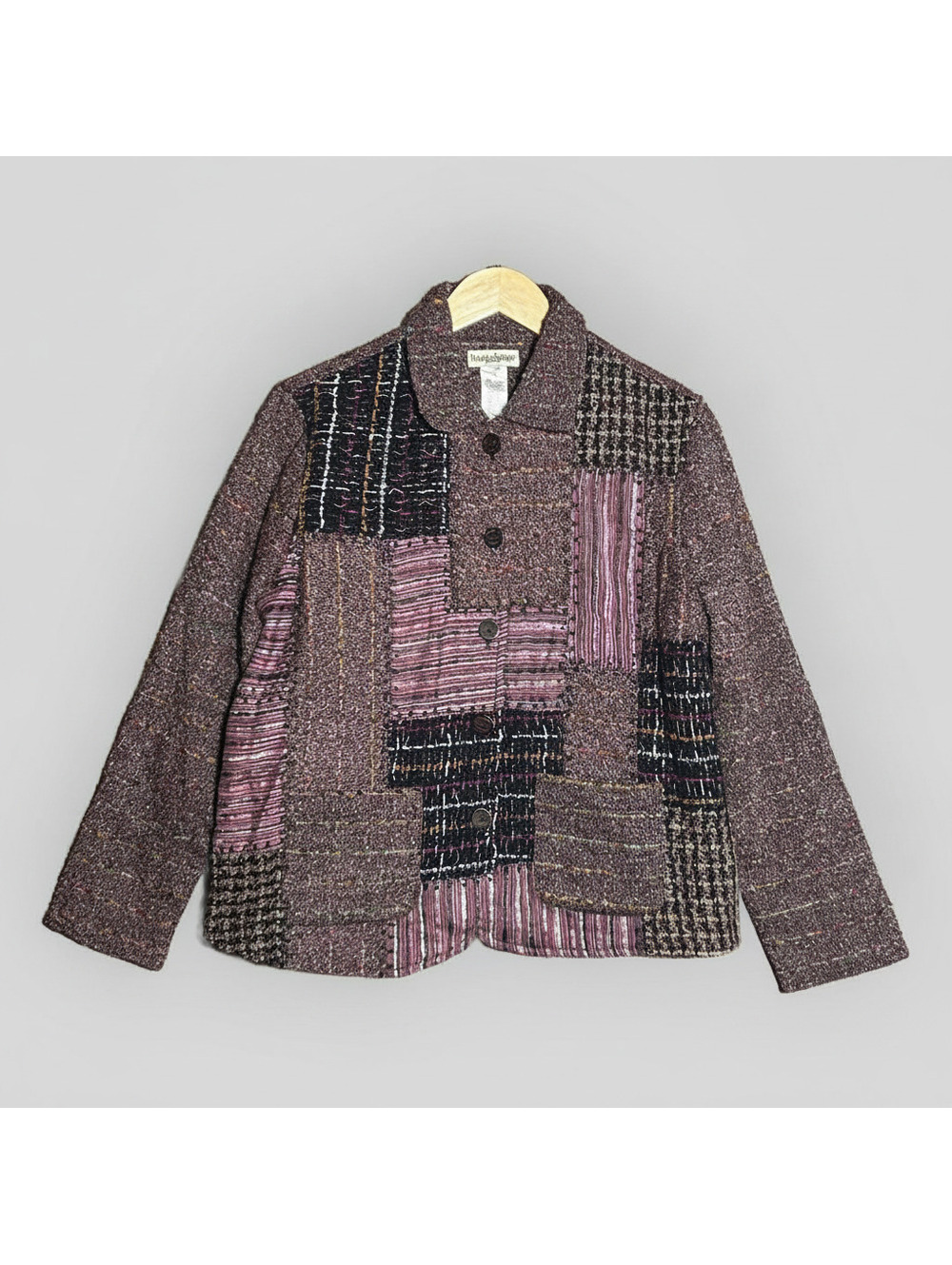 TravelSmith Vintage Purple Patchwork Button-Up Jacket Womens Size M Silk Boho - Picture 2 of 9